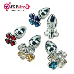Đồ chơi anal plug kích thích hậu môn nút hậu inox cỏ 4 lá